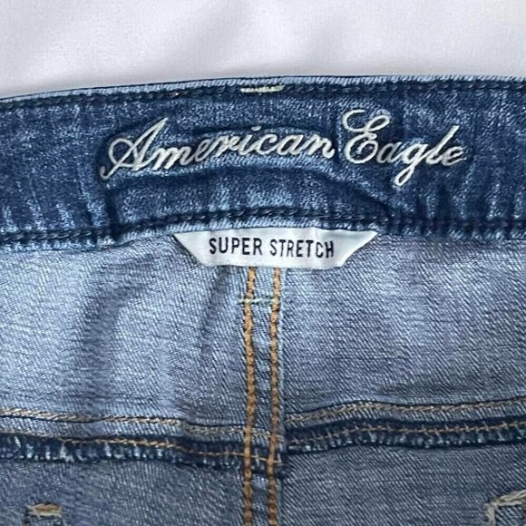 AMERICAN EAGLE Women's Size 12 Long Blue Super Stretch Skinny Jeans Trendy Denim - Picture 7 of 12